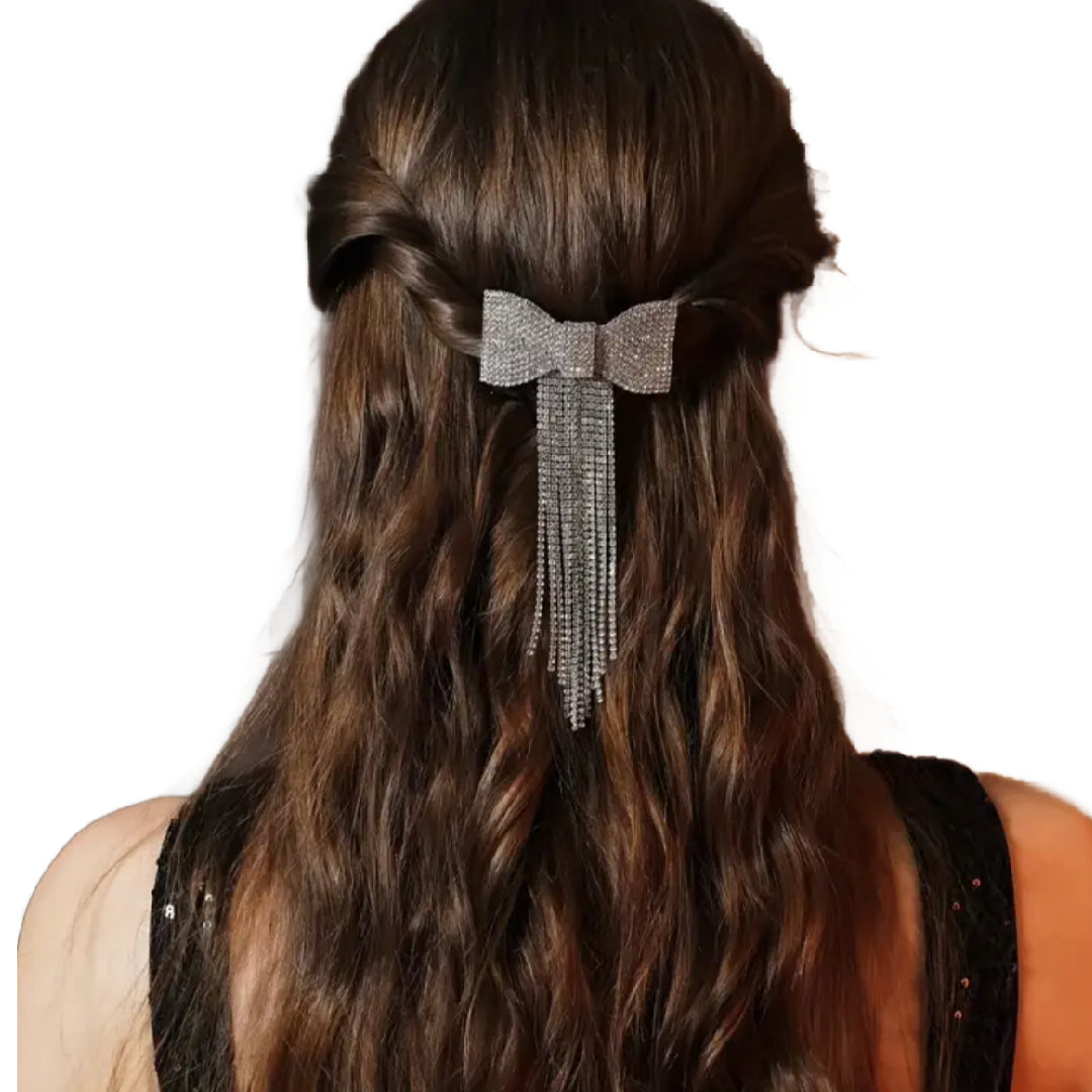 Diamond Bow Barrette Clip