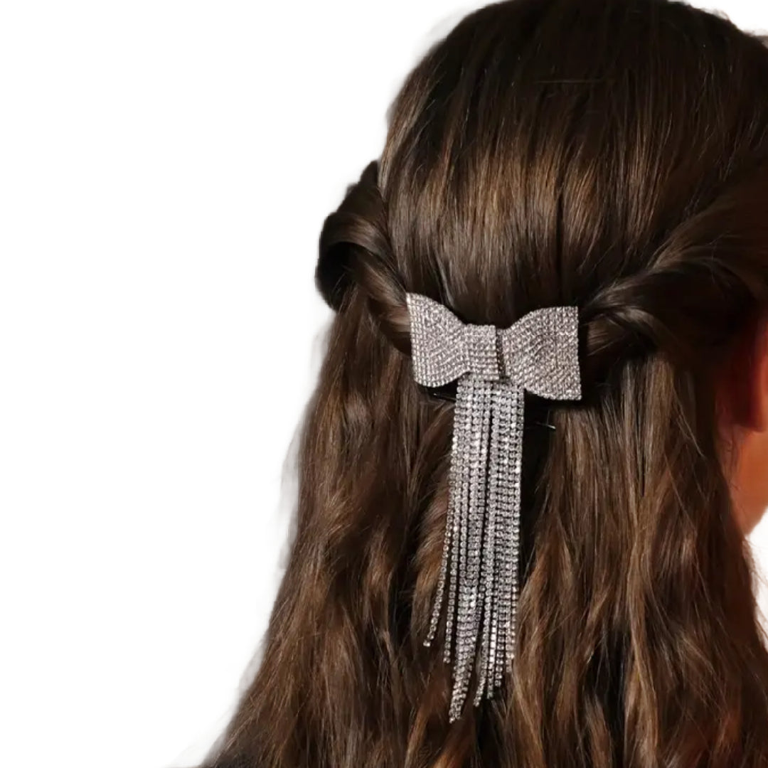 Diamond Bow Barrette Clip